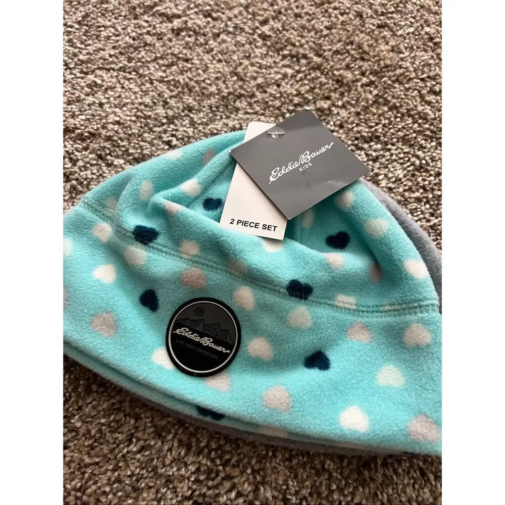 Eddie Bauer Kids Fleece Hat Set NEW Size S/M